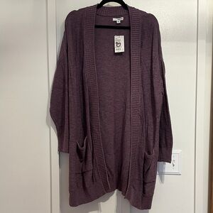 Sonoma Purple Open-Front Pocket Cardigan
